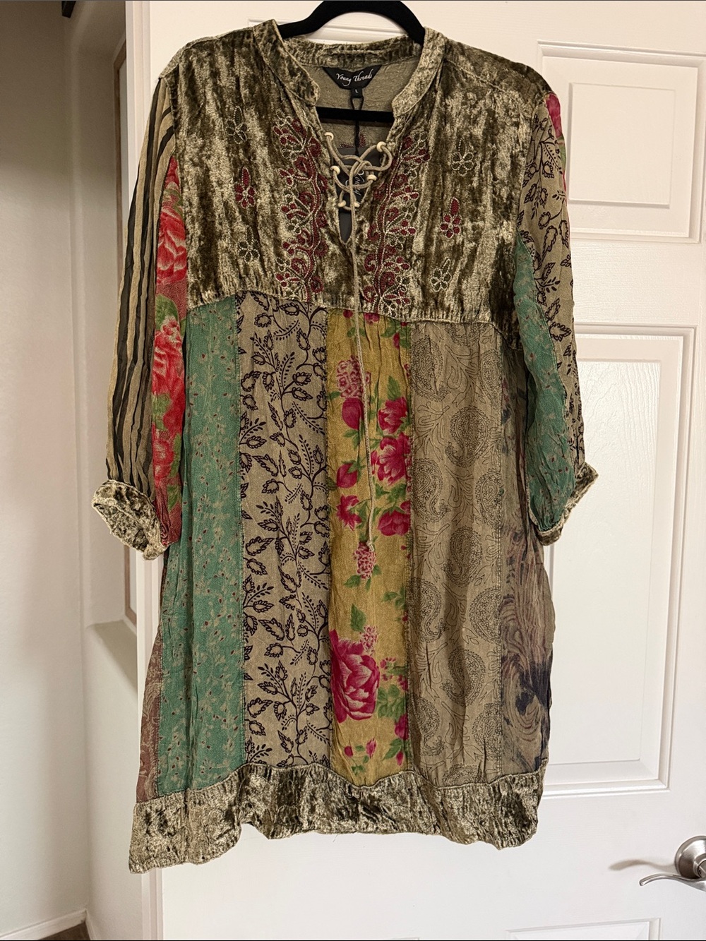 Vibrant Patchwork Floral Boho Dress
